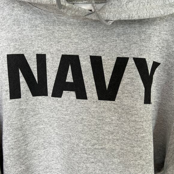 US Navy Fleece Hooded Sweatshirt Hoodie Men's Size M Gray Black Logo Soffee NWT - Picture 6 of 10